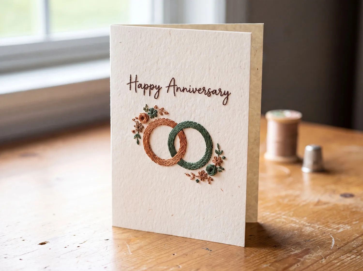 Eight stitched monogram place cards from one reprinted sheet