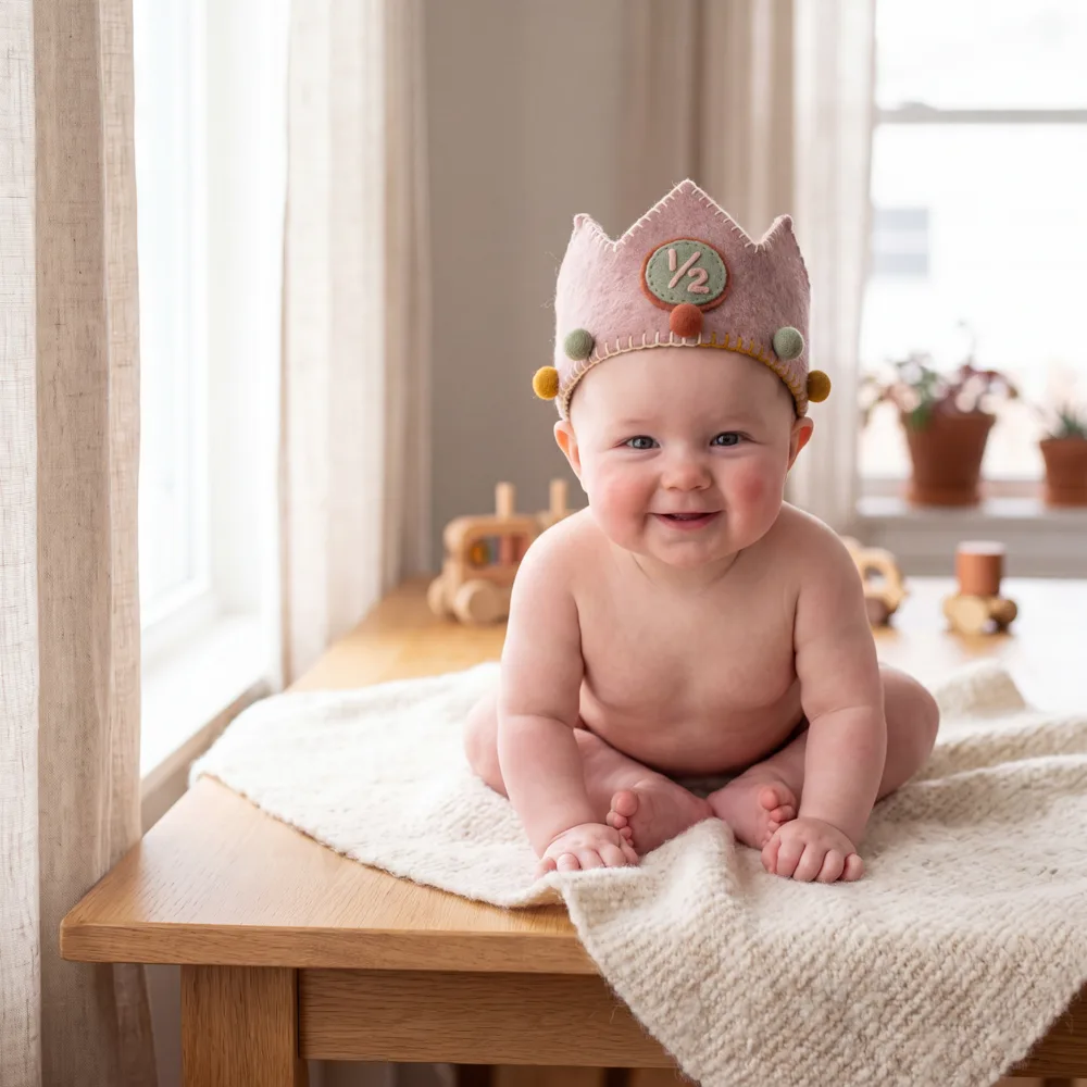 A soft baby felt crown
